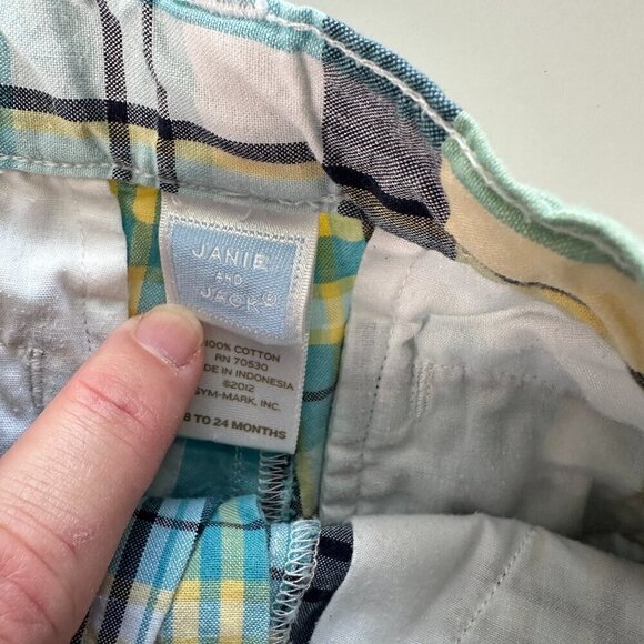 Janie and Jack Blue & Yellow Plaid Little Boys Shorts Size 18 / 24 Months - Picture 6 of 6